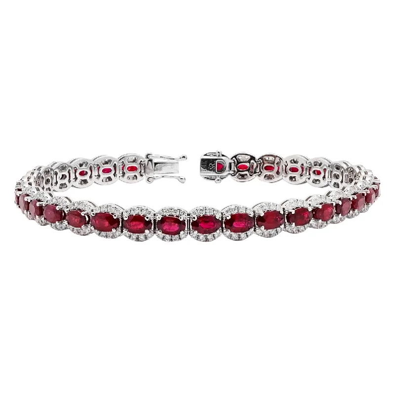 Oval Ruby Bracelet in 14kt White Gold with Diamonds (1 5/8ct tw)