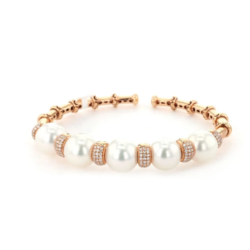 Pearl & Diamond Bangle Bracelet