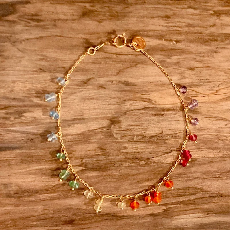 Rainbow Dangle 18K Gold Bracelet