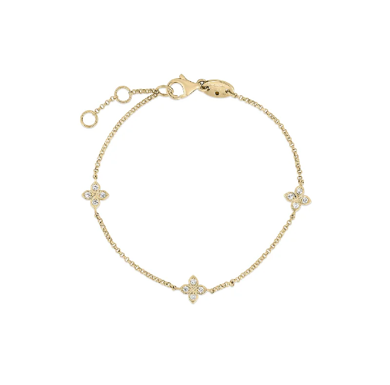 Roberto Coin Diamonds by the Inch Yellow Gold Diamond Flower Station Bracelet