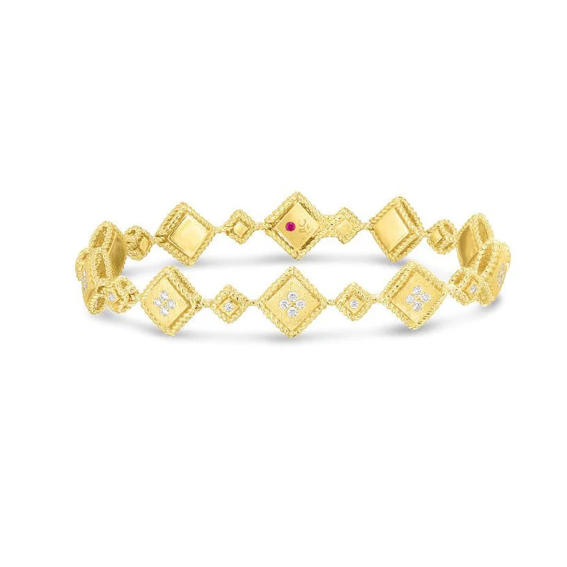 Roberto Coin Palazzo Ducale Diamond Alternating Square Bracelet in 18K Yellow Gold