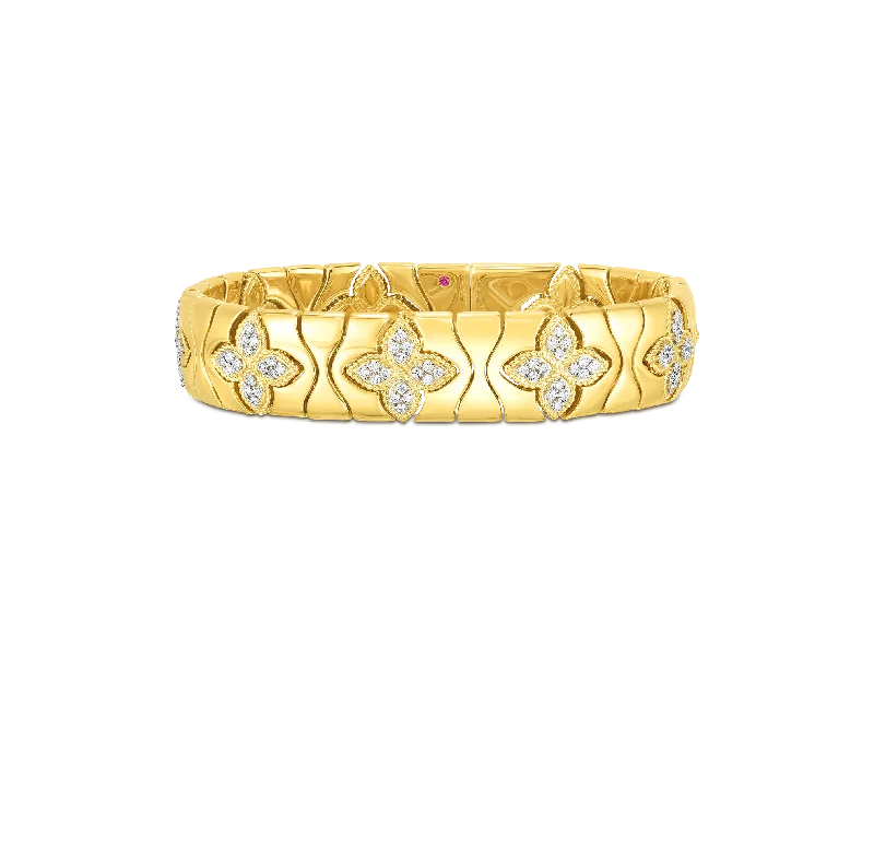 Roberto Coin Royal Princess Flower Yellow Gold Bracelet with Diamonds