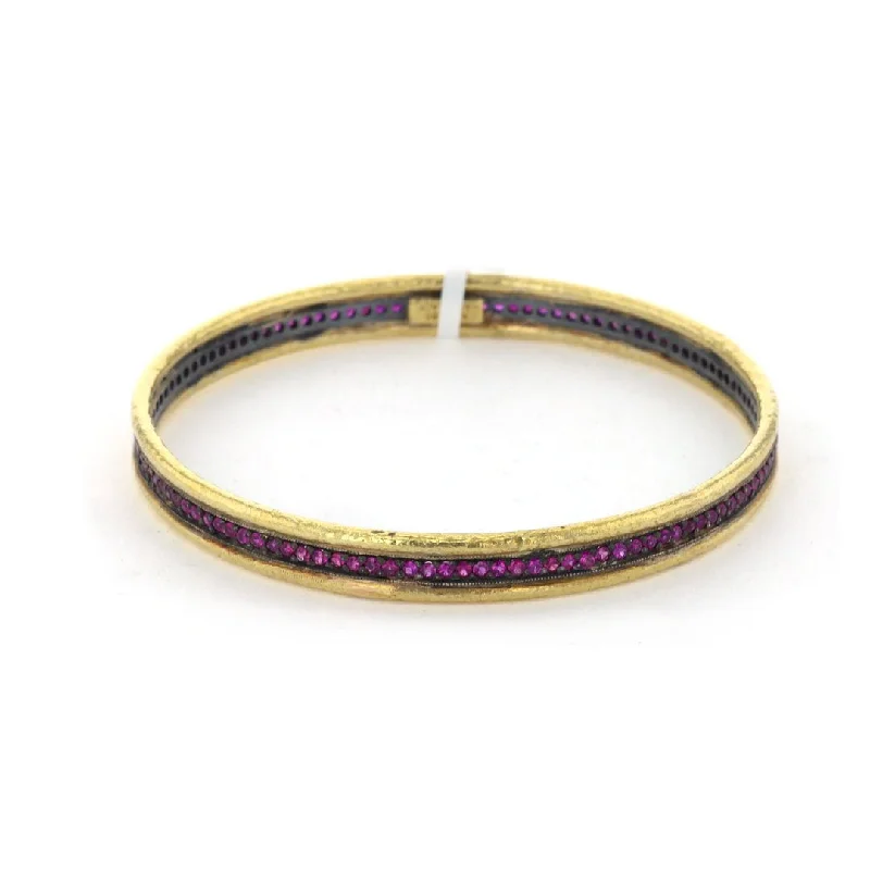 Ruby Silver & 24K Bangle Bracelet