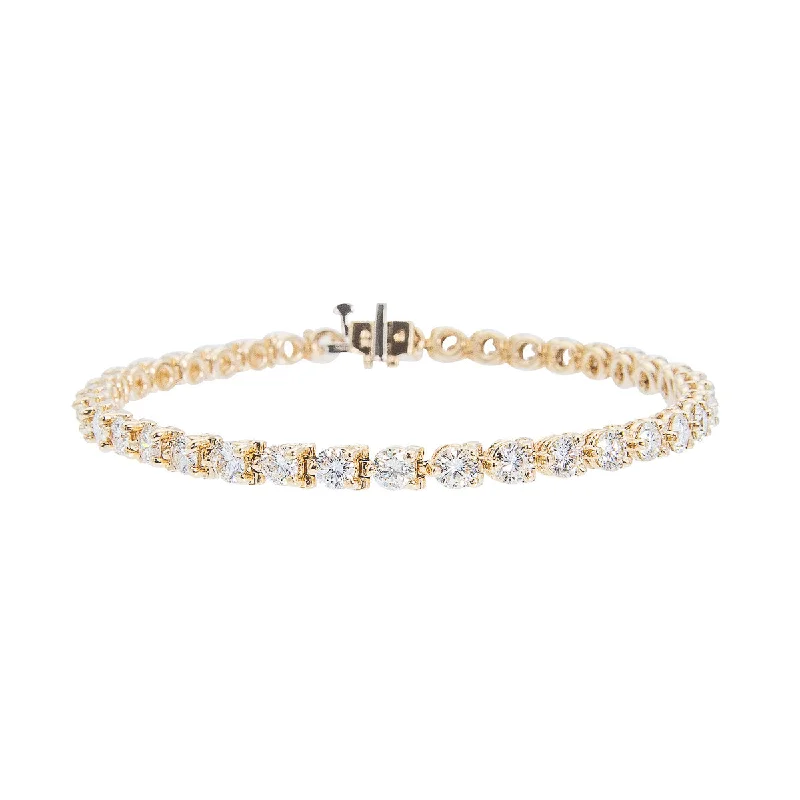 Sabel Collection 14K Yellow Gold Three Prong Round Diamond Tennis Bracelet