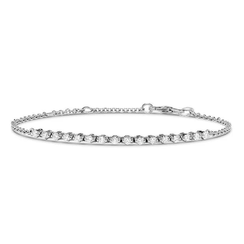 Sabel Collection 18K White Gold Small Partway Diamond Bracelet