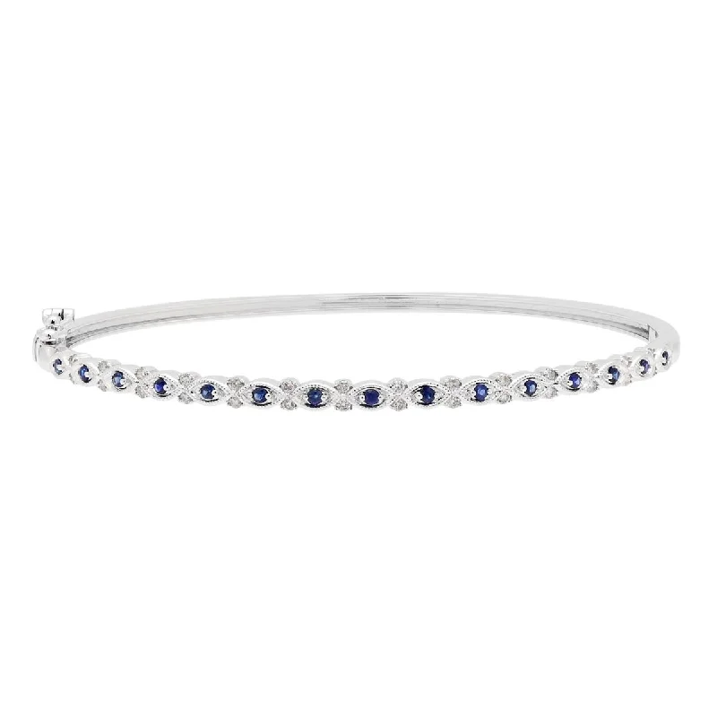 Sapphire Bangle Bracelet in 14kt White Gold with Diamonds (1/4ct tw)