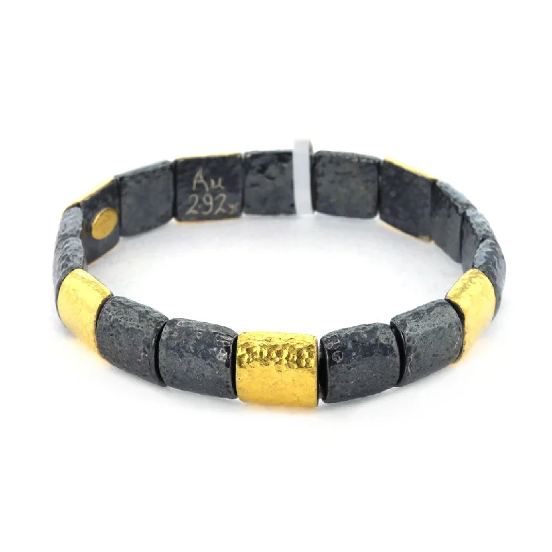 Silver & 24K Gold Stretch Bracelet