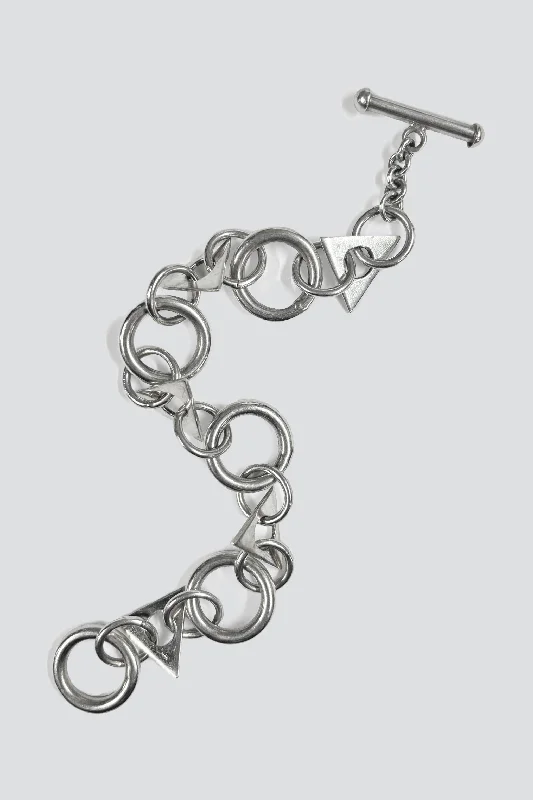 Sterling Silver Circle Triangle Link Bracelet