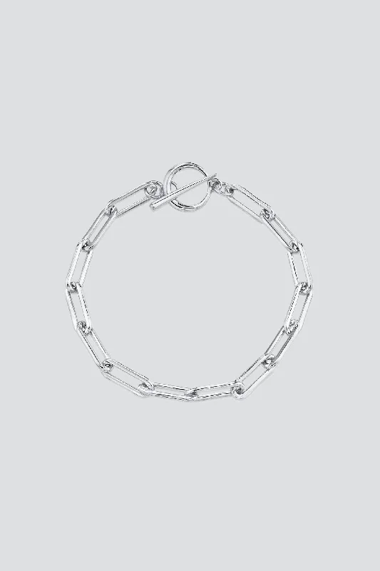 Sterling Silver Rectangular Link Chain Bracelet