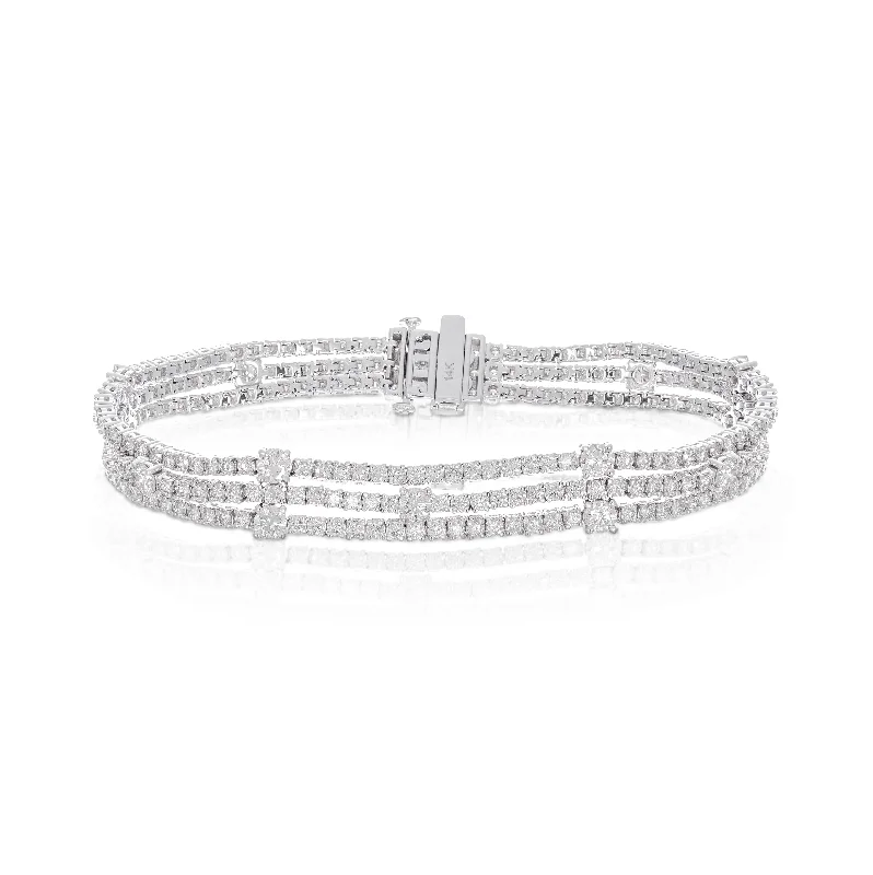 Sabel Collection White Gold 3 Row Tennis Bracelet