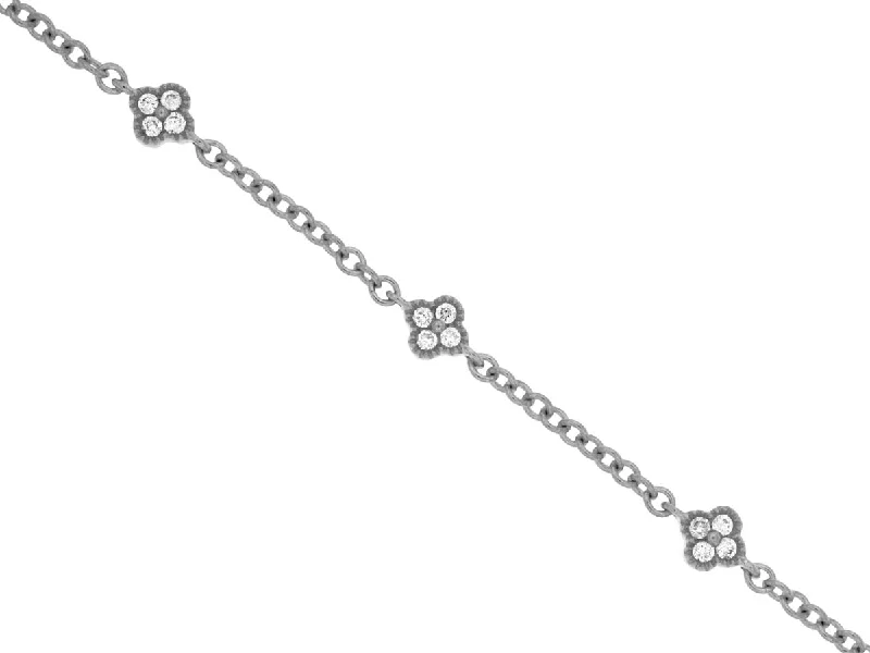 Sabel Collection White Gold Round Diamond Station Bracelet