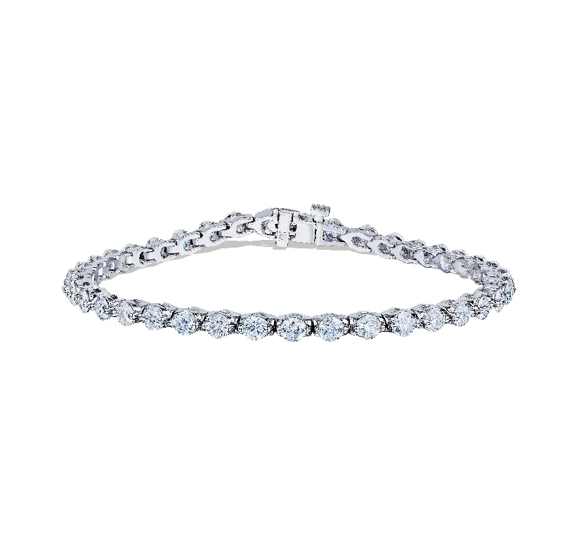 Sabel Collection White Gold Round Diamond Tennis Bracelet, 7"