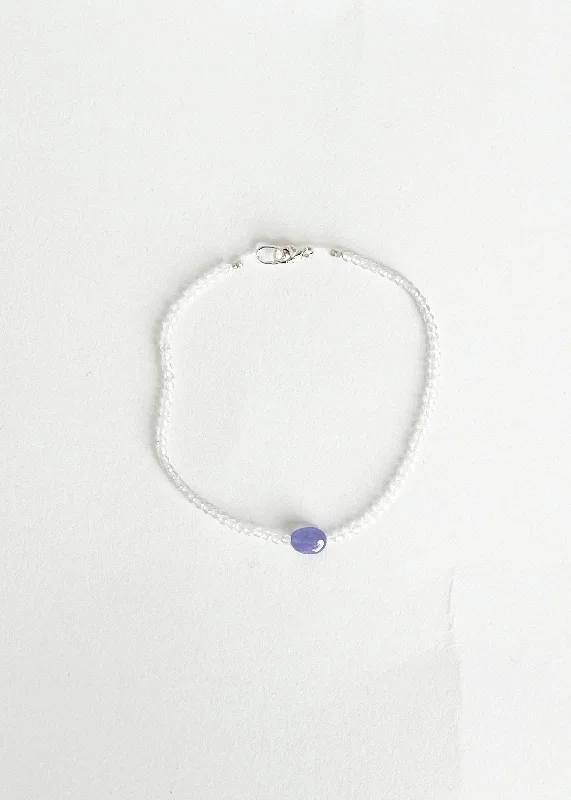 White Topaz & Tanzanite Bead Bracelet