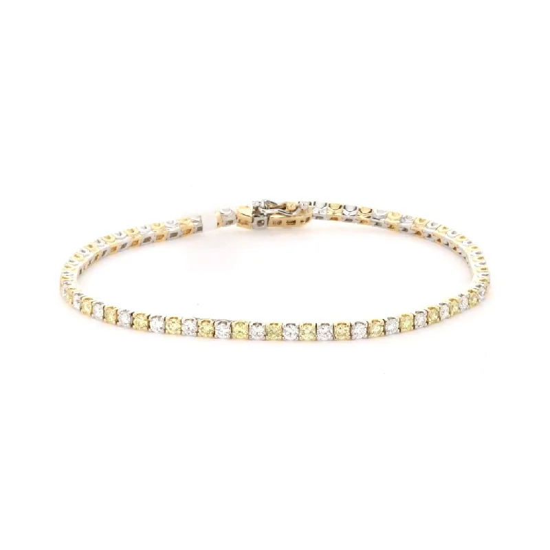 Yellow Diamond & White Diamond Tennis Bracelet